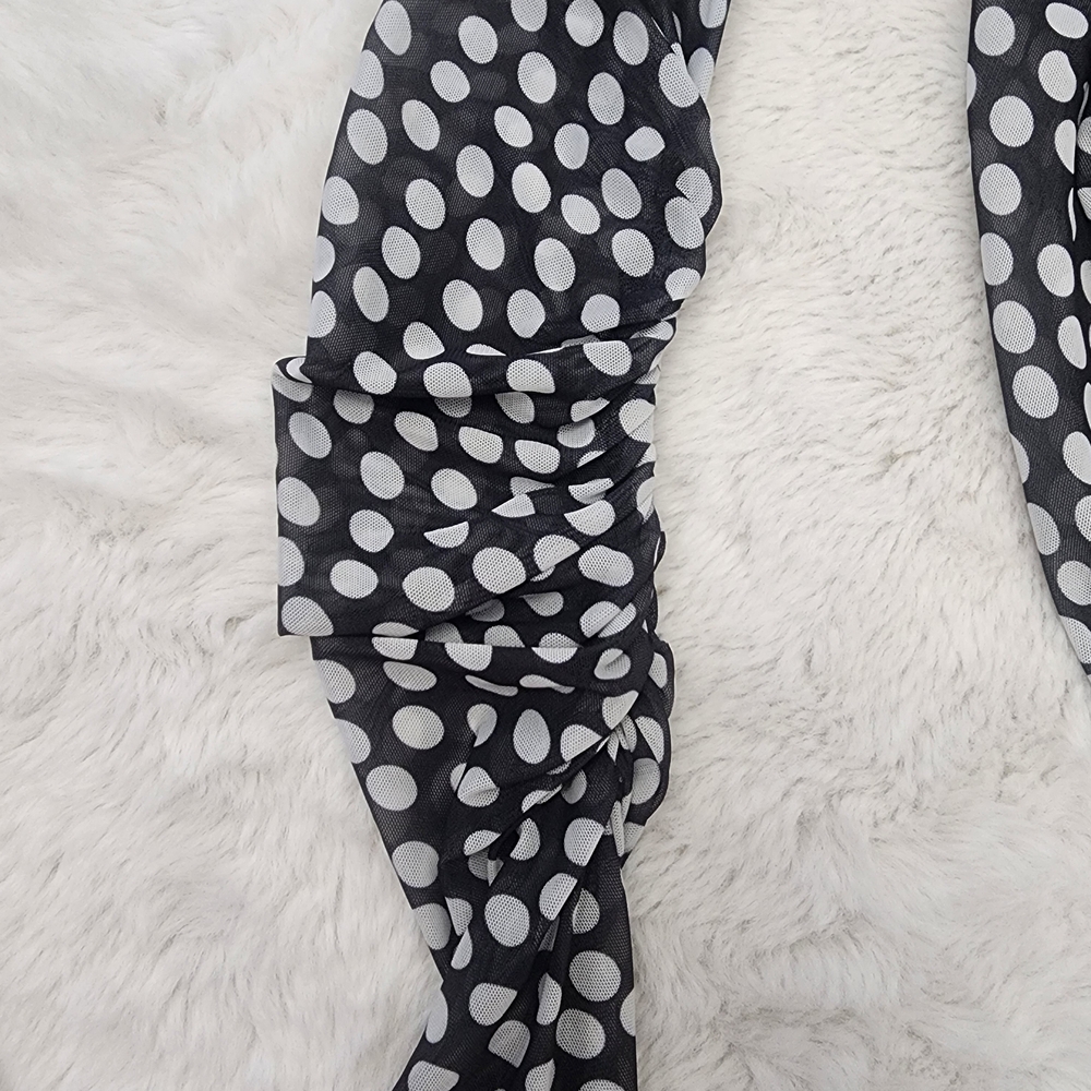 Zara Black and White Polka Dot Long Sleeve Maxi Dress - Picture 9 of 16